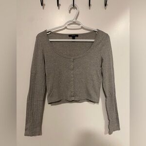 Forever 21 Light Gray Button-Down Top